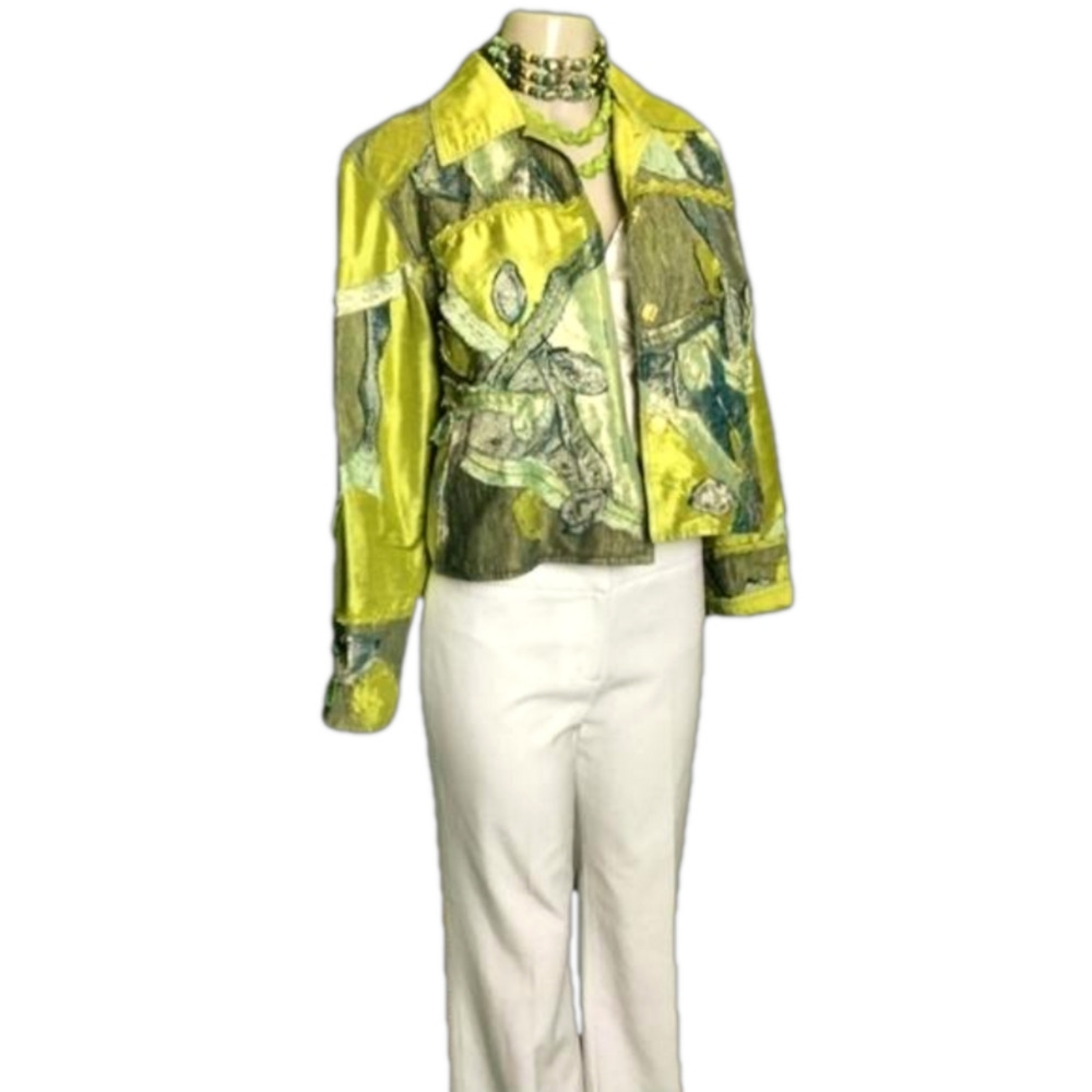 Yak Magick Size Medium Jacket Patchwork 100% Silk… - image 1